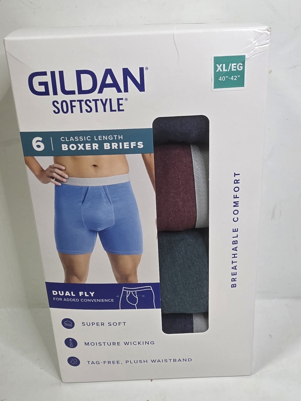 Gildan 6pk Softstyle Classic Length Boxer Briefs Mens XL